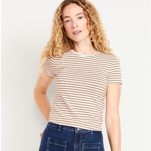 Old Navy Bestee T-Shirt Short Sleeve Brown Stripe S